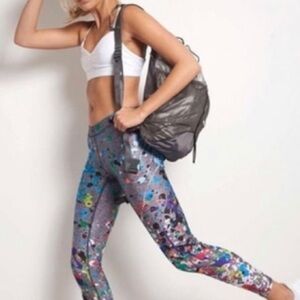 Terez Multi Colored Paint Splattered Crop Leggings